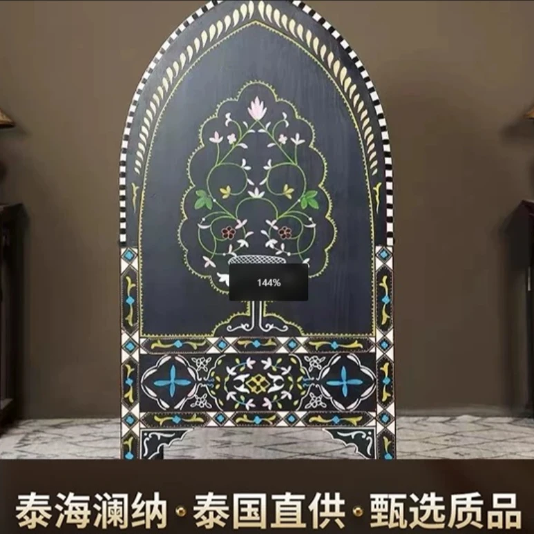 东南亚风格家具泰国实木靠背椅子泰式老榆木雕刻会所单人沙发茶几