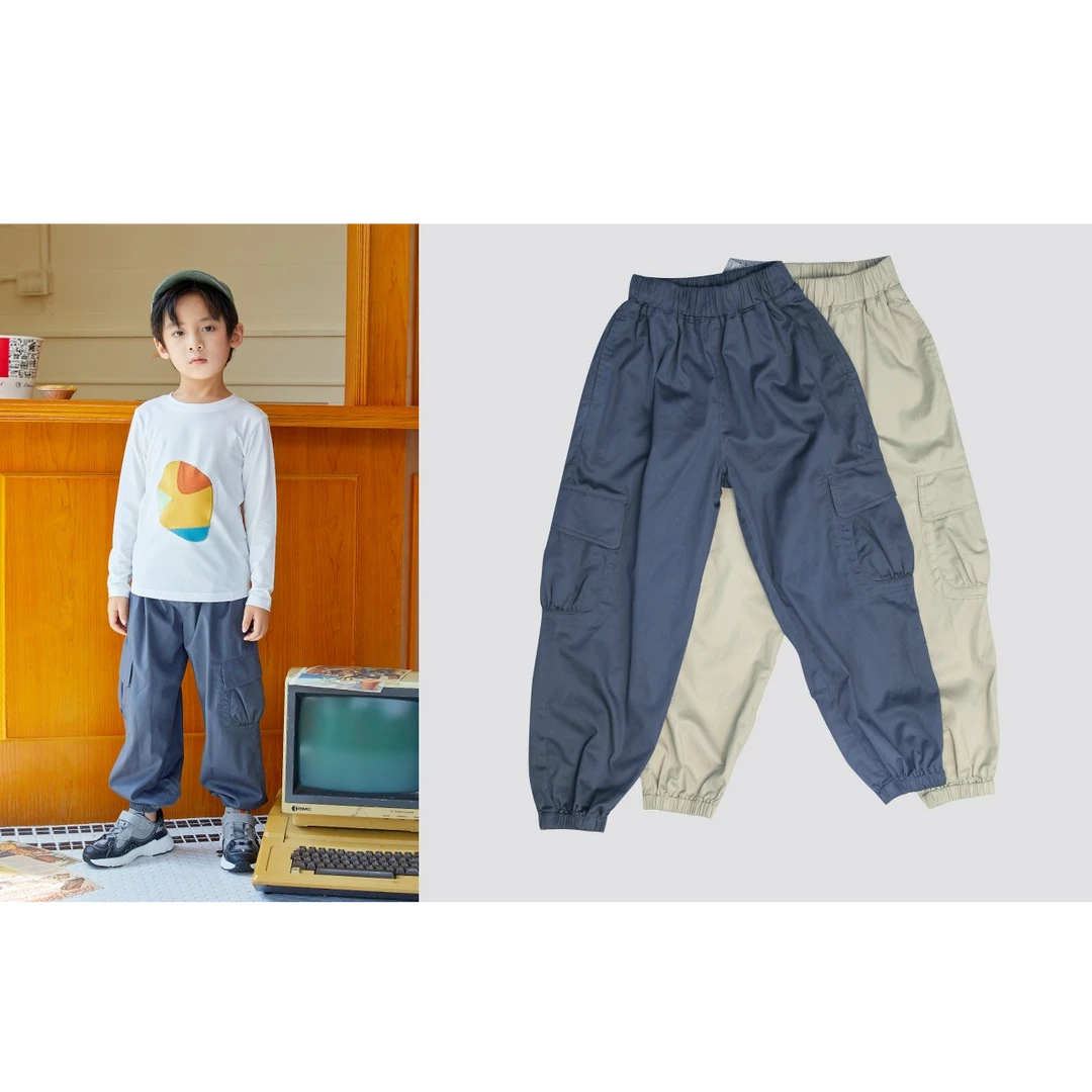 【森虎儿】春季新品中童简约梭织长裤4112020199