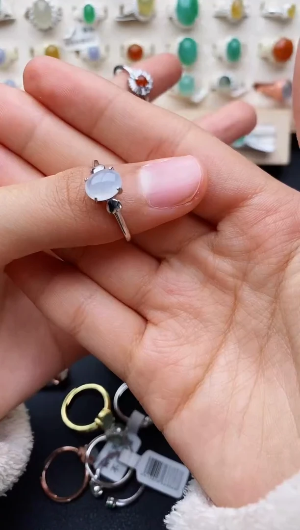 【闪购商品】翡翠戒指银S925镶嵌缅甸翡翠