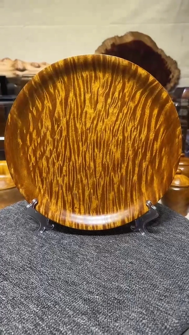 金丝楠木老料满水波圆盘 28.4-3.7cm