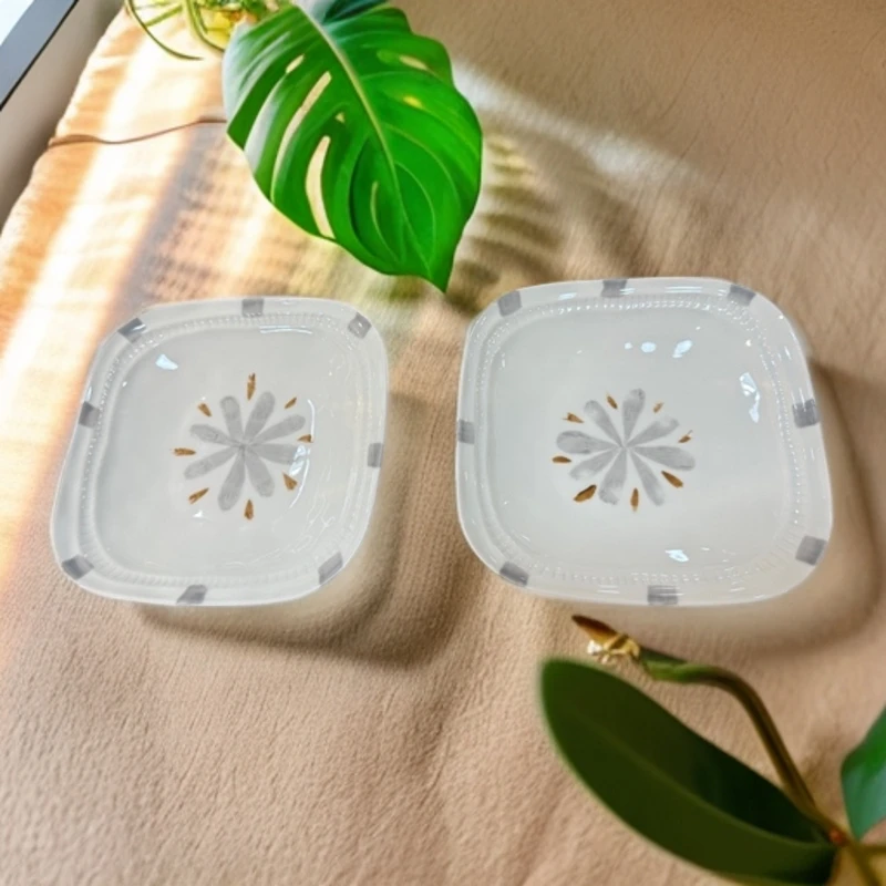 拍一发二蔓春物语7寸方盘釉下彩陶瓷日式家用