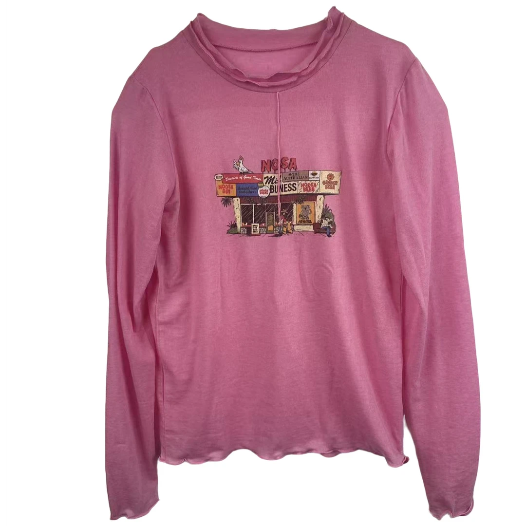 韩版新款长袖天丝女静奢风T恤女款春冬季女士休闲