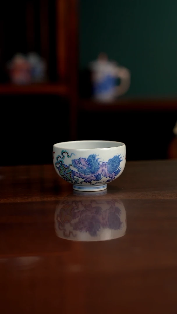 空山明月 新斗彩 双狮