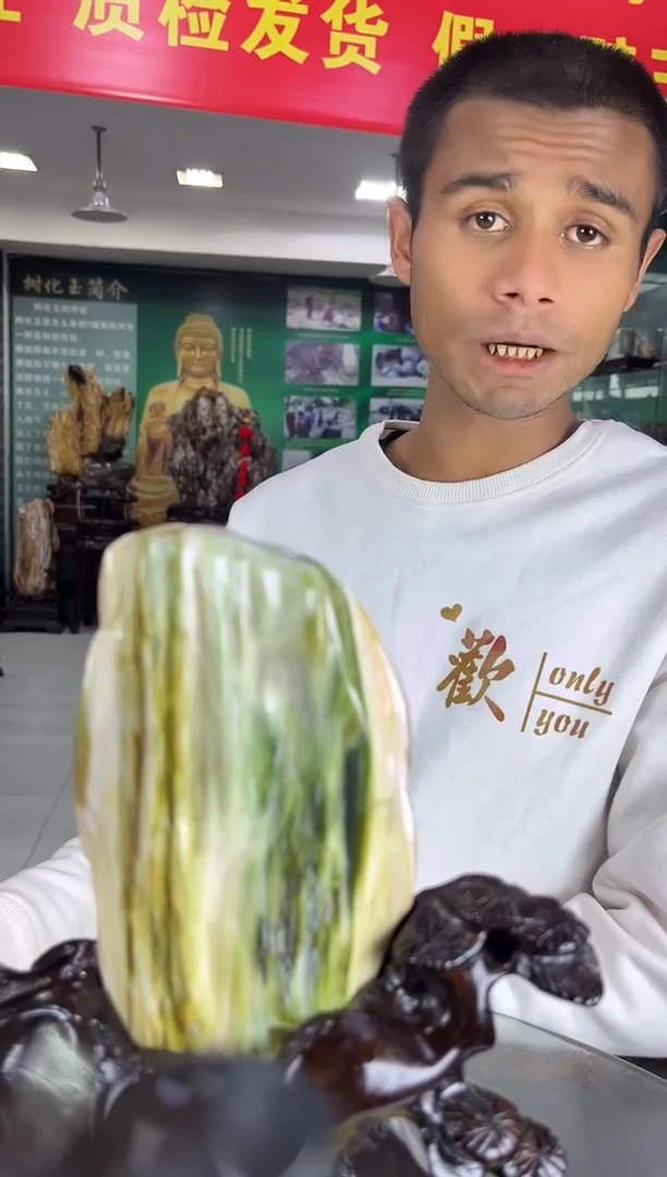 缅甸天然树化玉精品摆件