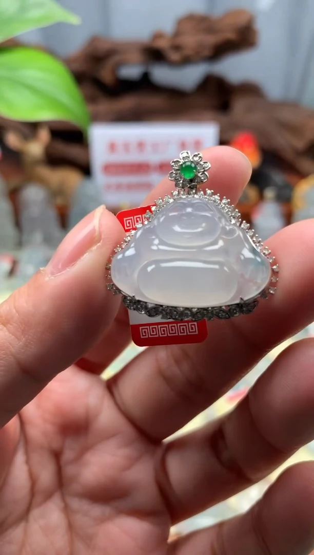 【闪购商品】翡翠颈饰18K金镶嵌佛公