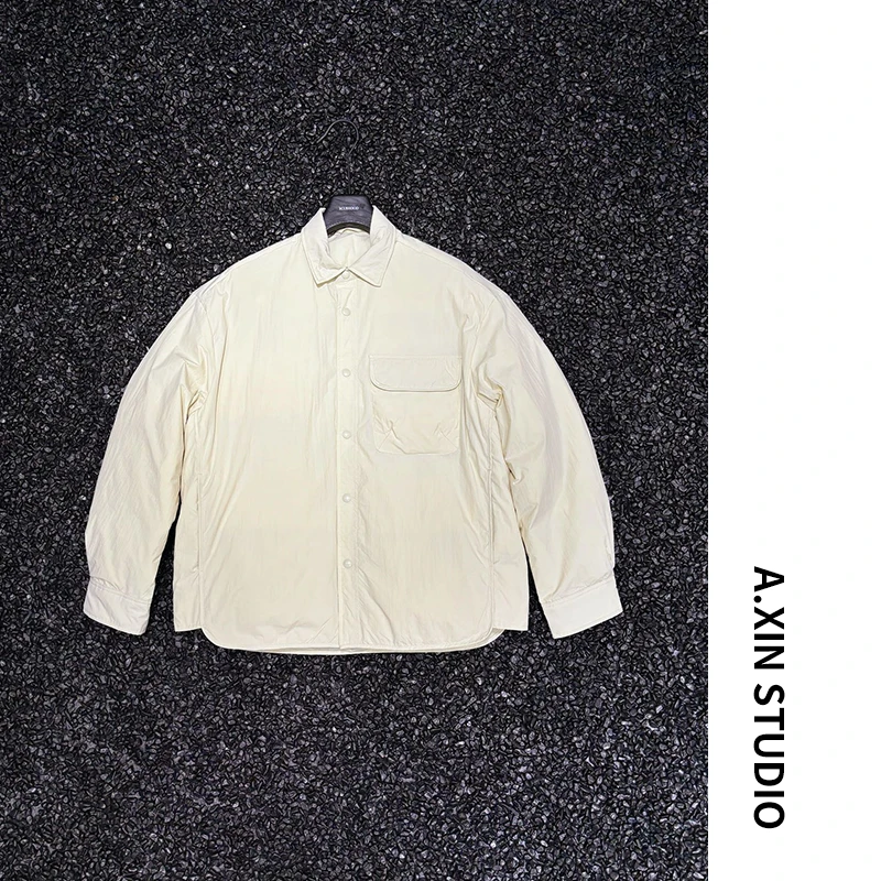 【衬衫羽绒】冬季男士纯色轻薄男衬衫款极简休闲羽绒服夹克外套