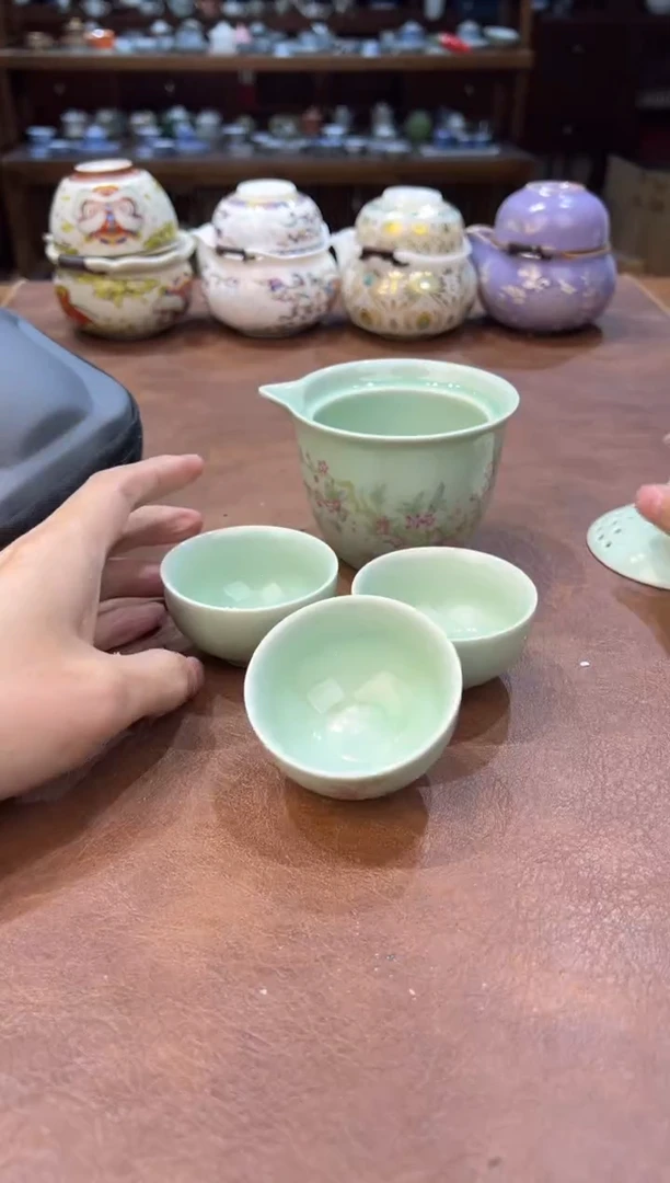 真的很便宜超好看会开片的旅行茶具