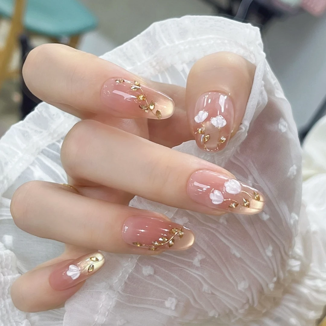 【郁郁晚风】手工穿戴甲10片装可拆卸宠粉爆款气质美甲贴W