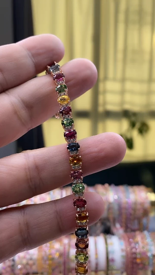 【闪购商品】碧玺手链银S925镶嵌35345534354345354