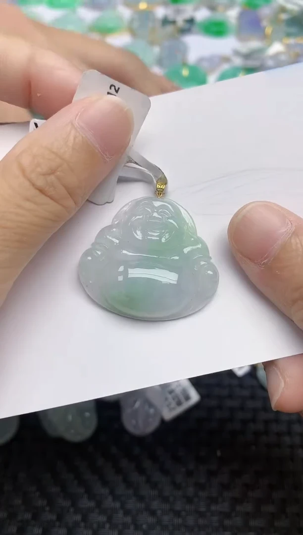 翡翠18K金镶嵌颈饰天然A货翡翠