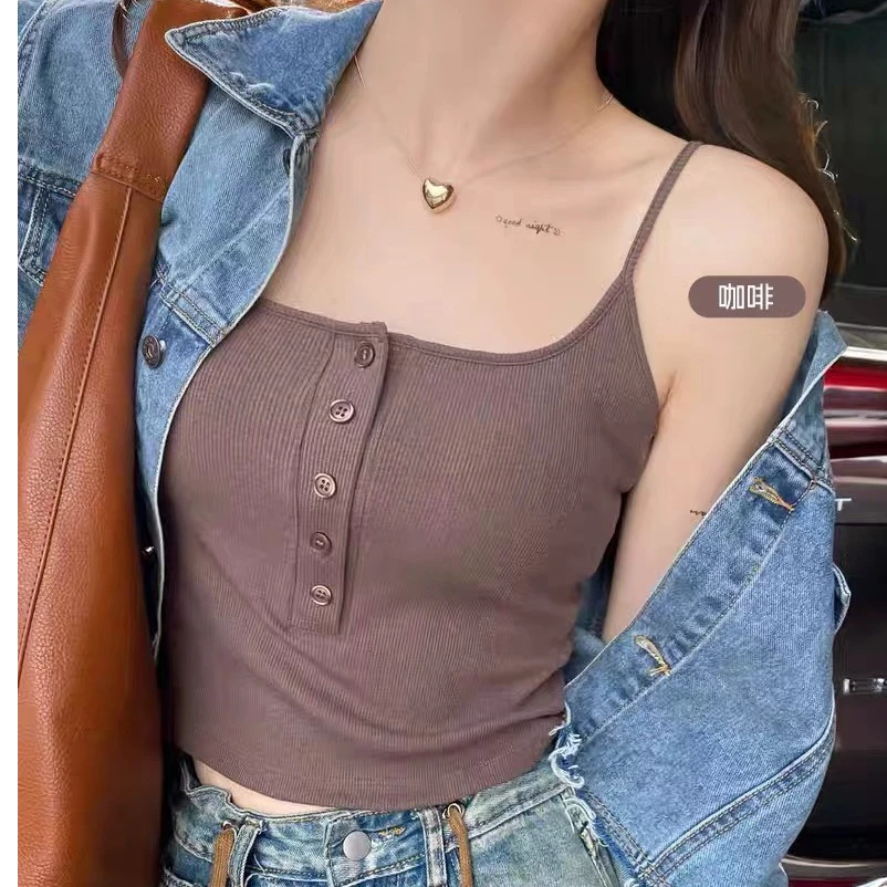 【2387】假开衫吊带免穿内衣可外穿可打底甜美风修身款女士背心