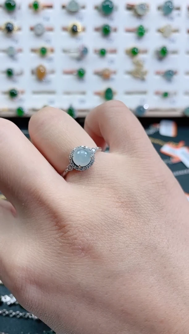 银S925镶嵌戒指翡翠天然翡翠