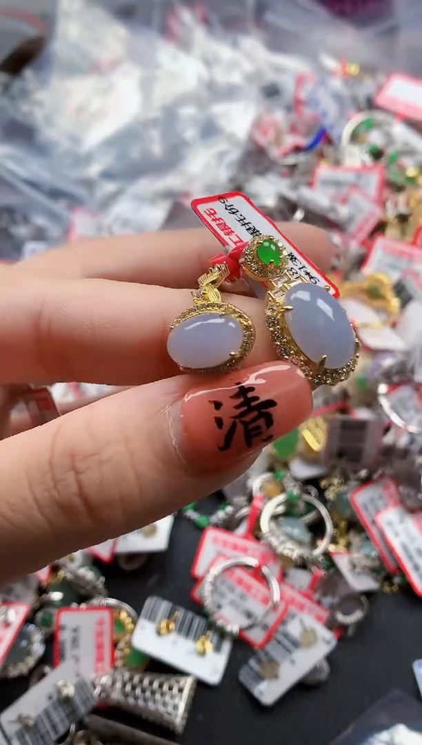 银S925镶嵌戒指翡翠天然A货缅甸翡翠