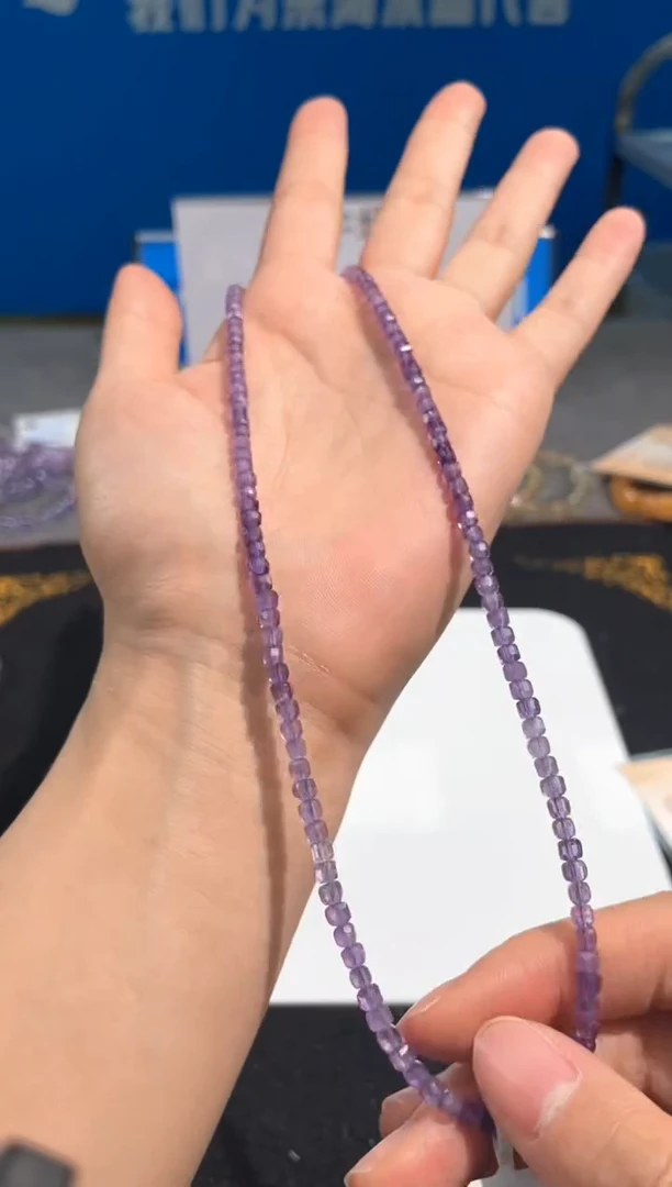 【闪购商品】紫晶颈饰未镶嵌78号渐变紫水方糖锁骨链