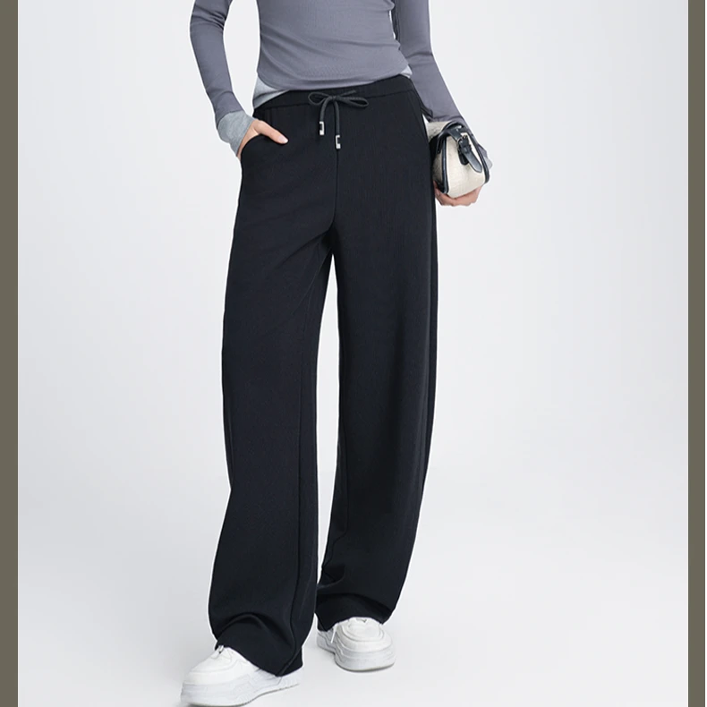 2025款香蕉裤春夏棉感空气层垂感宽松时尚高腰显瘦休闲遮肉弯月裤