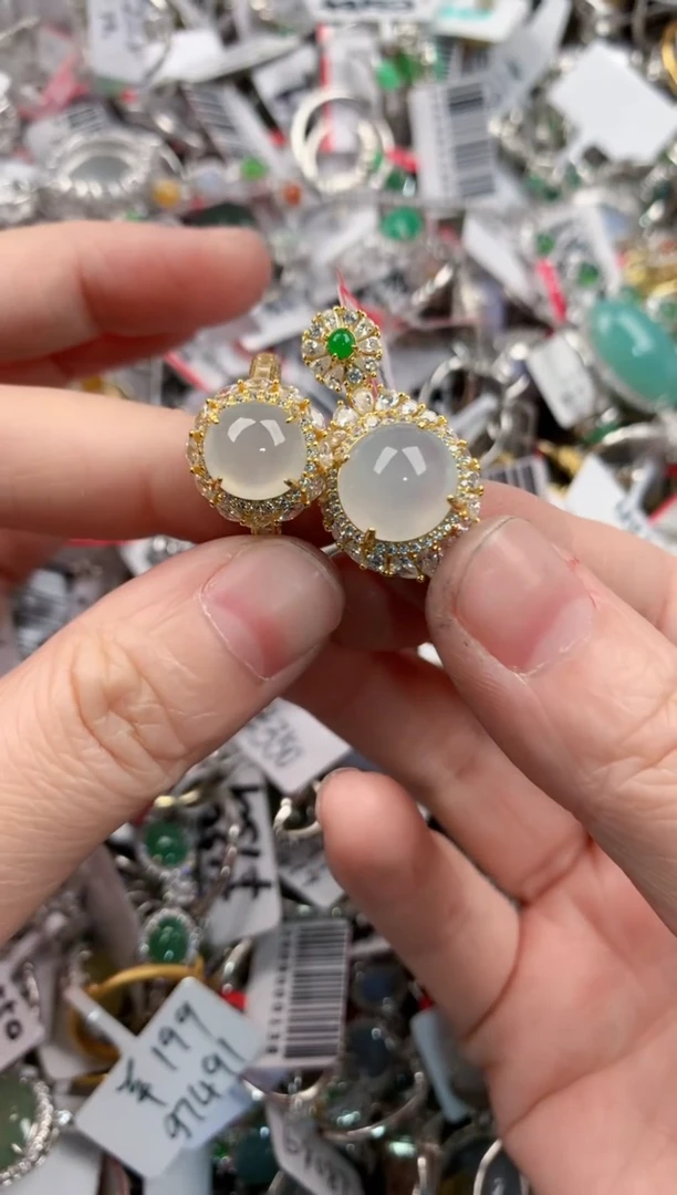 银S925镶嵌戒指翡翠101010---8