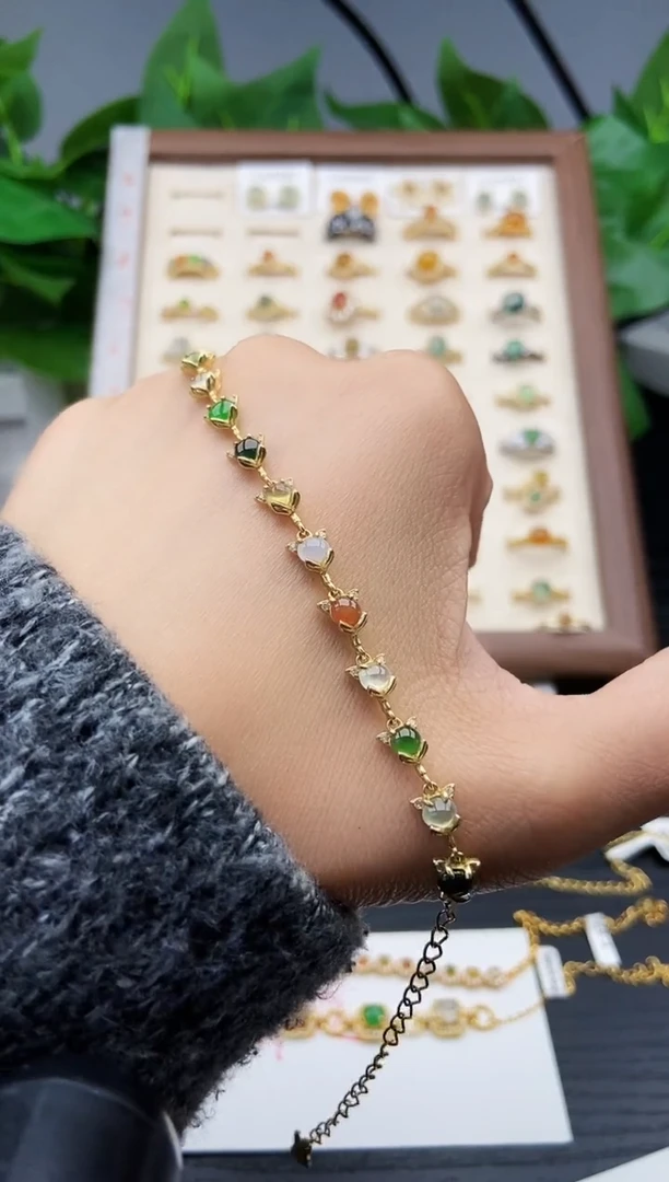 银S925镶嵌手链翡翠12