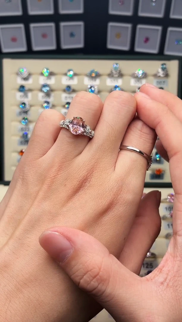 戒指彩色蓝宝石银S925镶嵌1888