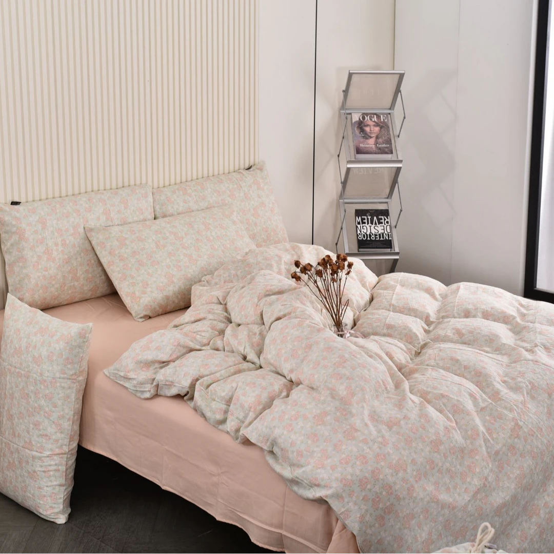 【玫瑰故事】古法水洗全棉双层纱碎花四件套