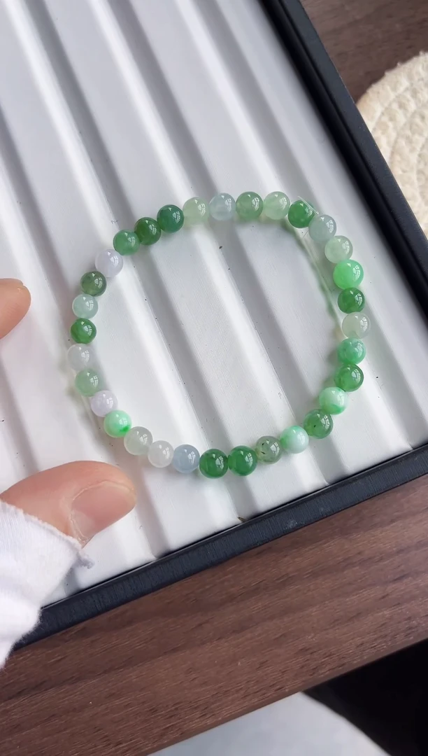 散珠翡翠翡翠手串卡6  有瑕疵