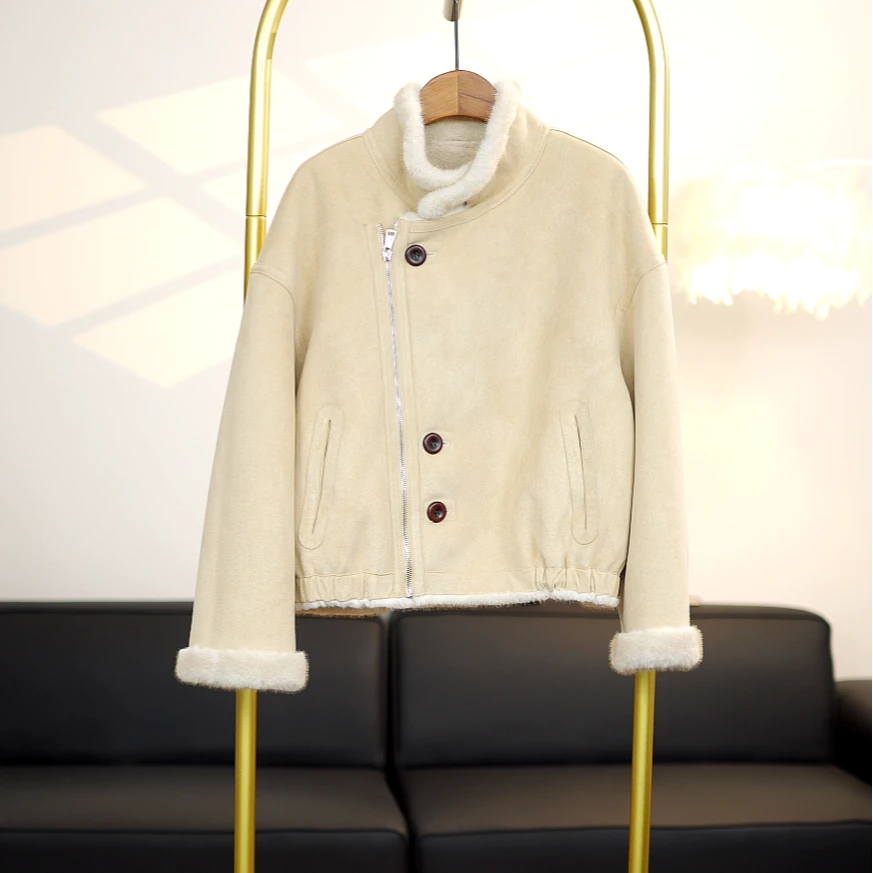 拉链短款小母貂时尚立领外套