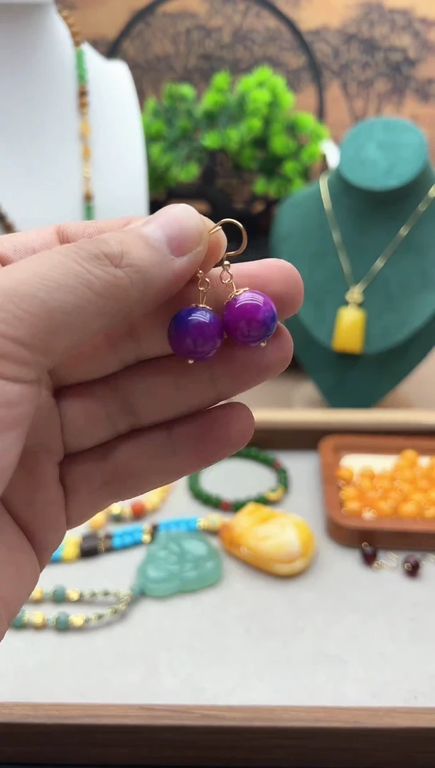 【闪购商品】苏纪石（舒俱来）耳钉14K金镶嵌E331