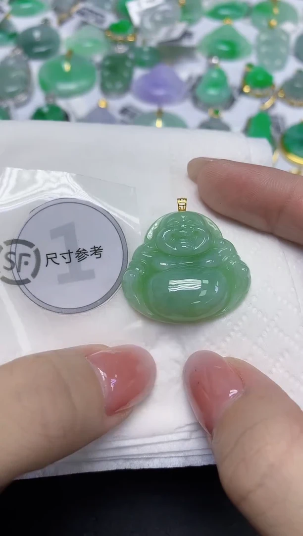 颈饰18K金镶嵌翡翠天然缅甸翡翠A货百元以上9元证书费自理