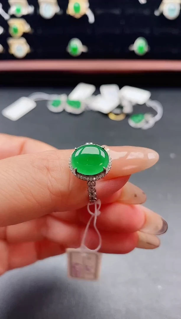 银S925镶嵌戒指翡翠1