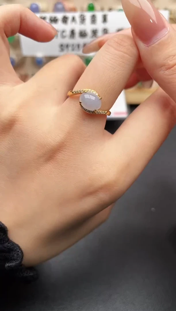 银S925镶嵌戒指翡翠一物一证一礼盒