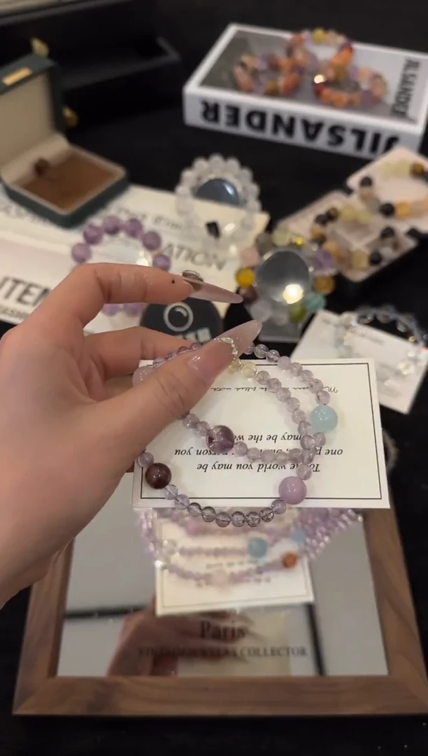 未镶嵌手链水晶紫水晶双圈x3340