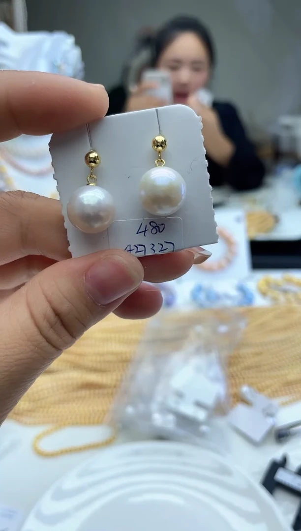 未镶嵌淡水珍珠珍珠风在吹耳钉12mm