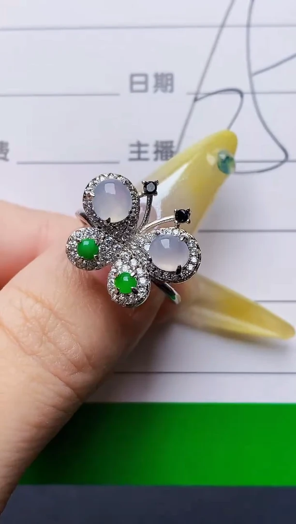 银S925镶嵌戒指翡翠7193