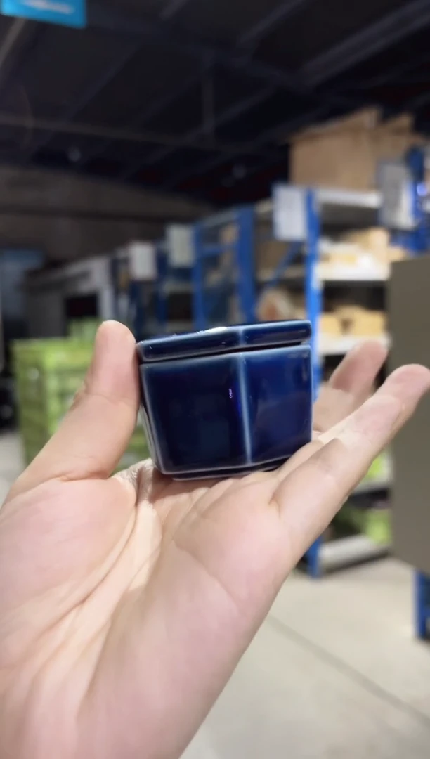 瓷白山キッコウ　薬味入れ　つや紺