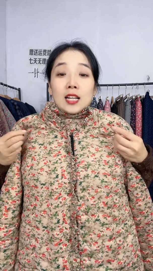 福利款手工棉花棉袄女冬季厚款带口袋110-125斤穿