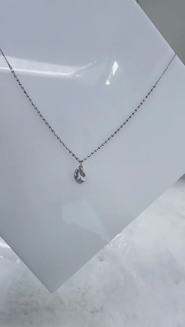 银S925镶嵌淡水珍珠DA淡水keshi珍珠项链 y209