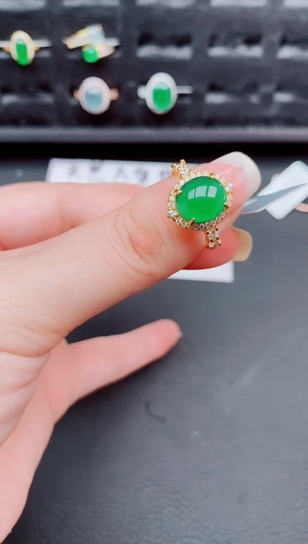 翡翠戒指银S925镶嵌天然a货翡翠189