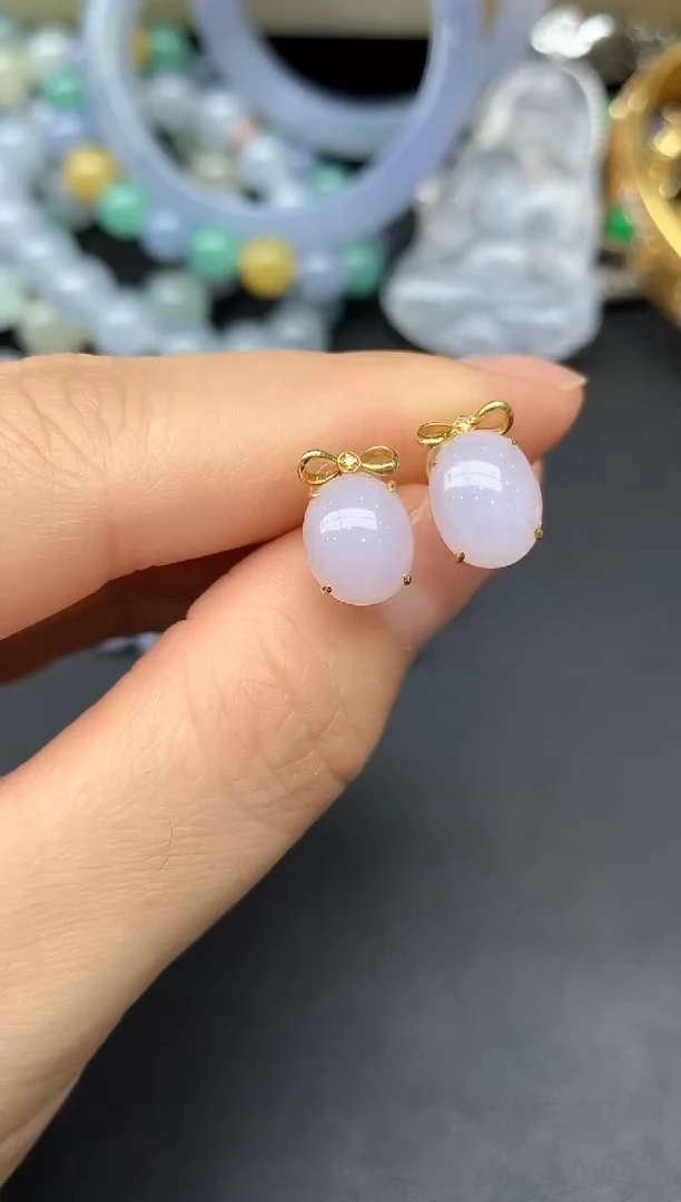 18K金镶嵌翡翠耳饰140-雪姐翡翠天天见
