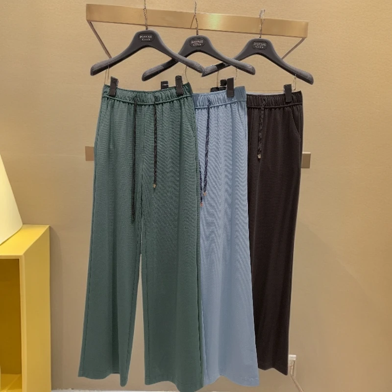 LINGZI/领姿轻薄直筒松紧高腰空调裤LZ110997