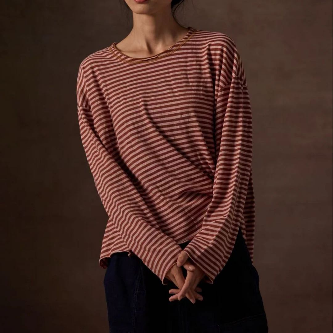 荼TU-S33789条纹春款T恤百搭休闲