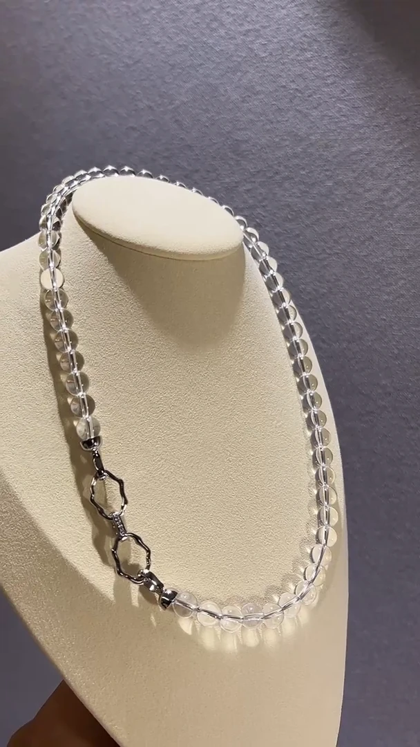 合金项链水晶冰冰透透白水晶项链