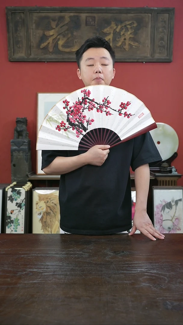 书法手绘10寸折扇-梅花兰花-折扇