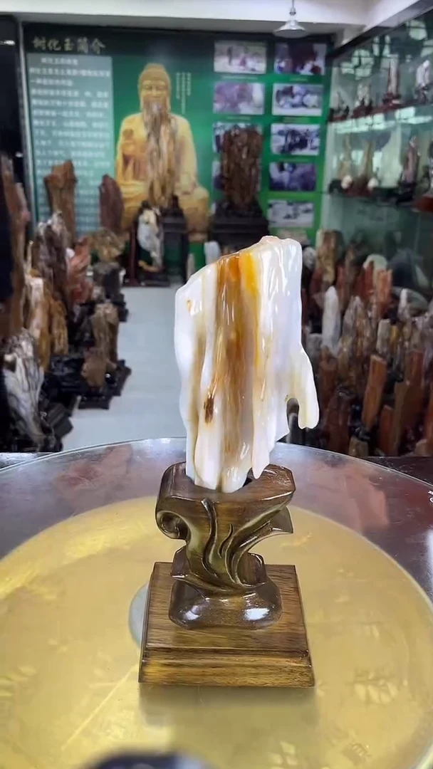 缅甸天然树化玉摆件
