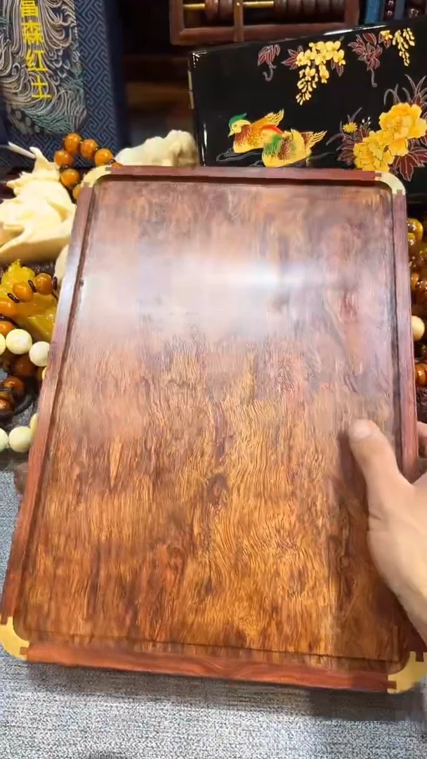 木铜包角茶盘