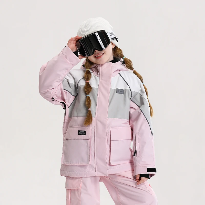 2025新款儿童拼接滑雪服外套男女童防水防风保暖专业户外滑雪上衣
