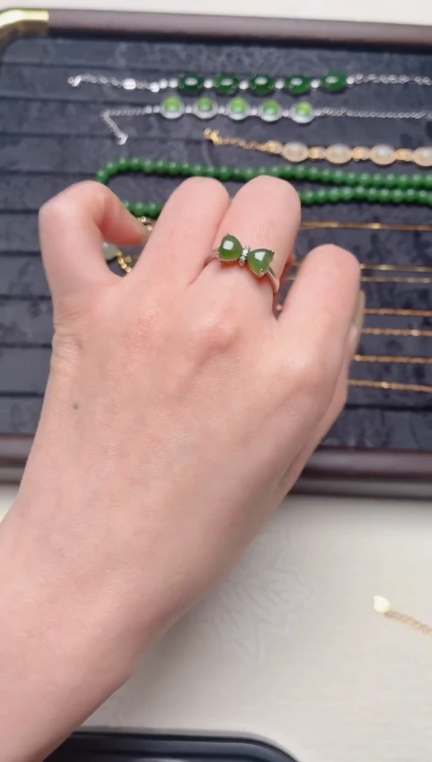 银S925镶嵌和田玉珠宝半成品88