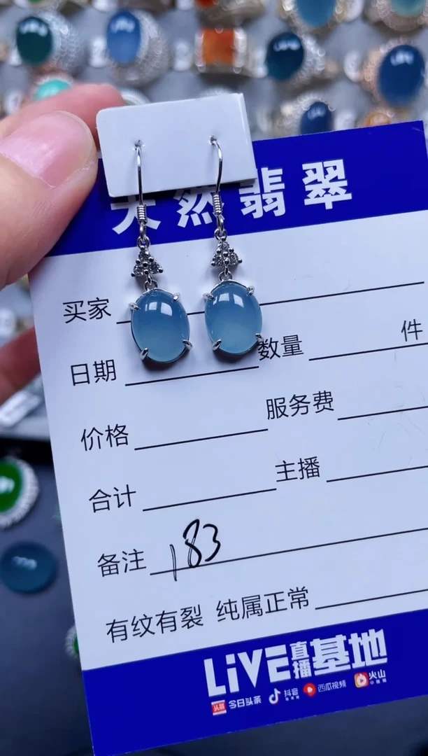 银S925镶嵌翡翠耳饰183