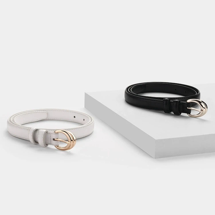 2025新款女士皮带真皮百搭时尚腰带女款简约牛仔裤腰带细韩版白色