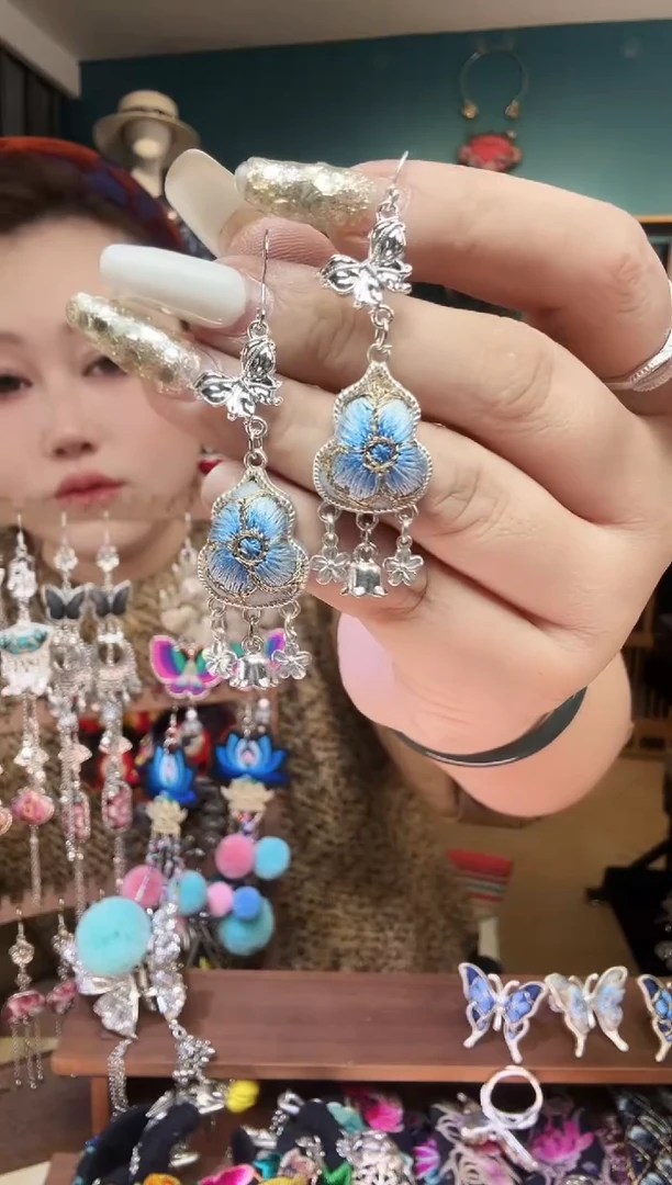 刺绣纯手工民族风刺绣耳环