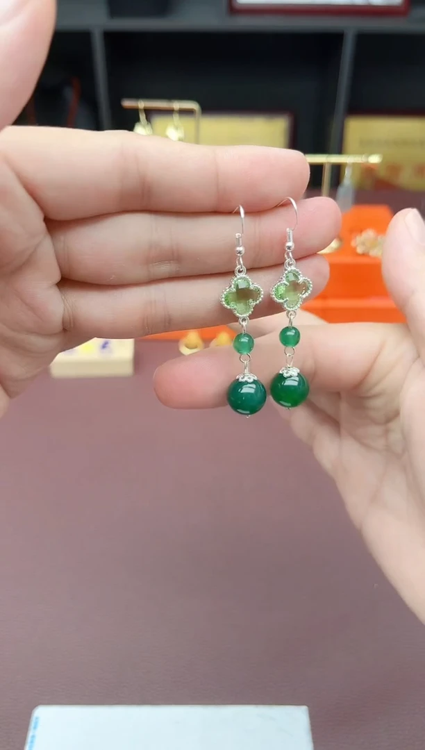 玛瑙/玉髓耳饰银S925镶嵌705000