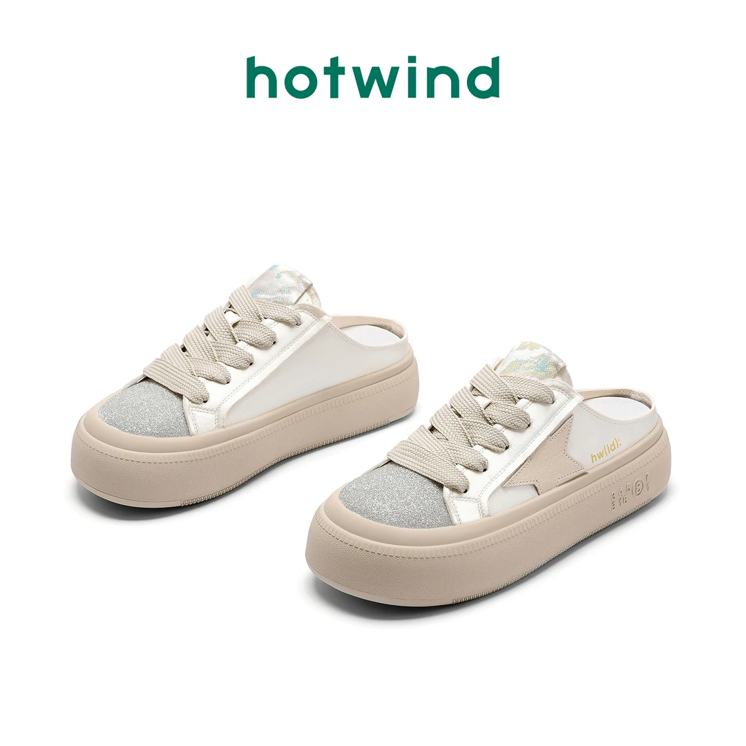 Hotwind/热风休闲鞋2025新款时尚百搭夏季透气外穿厚底ins半托